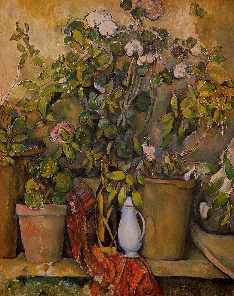 盆栽 Potted Plants (1890)，保罗·塞尚