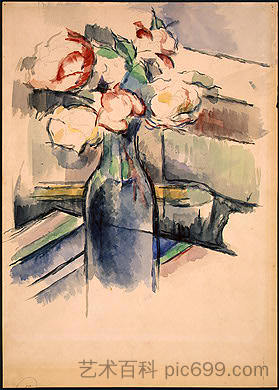 瓶装玫瑰 Roses in a Bottle (1904)，保罗·塞尚