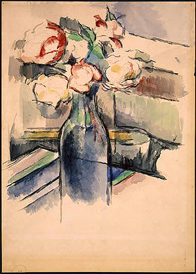 瓶装玫瑰 Roses in a Bottle (1904)，保罗·塞尚