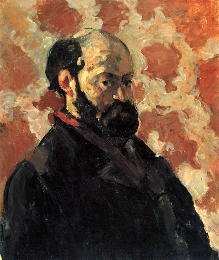 粉红色背景前的自画像 Self-portrait in front of pink background (1875)，保罗·塞尚