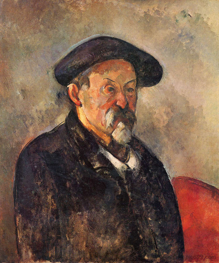 戴贝雷帽的自画像 Self-Portrait with Beret (1900)，保罗·塞尚