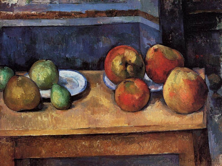 静物苹果和梨 Still Life Apples and Pears (1887)，保罗·塞尚