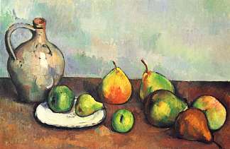 静物、水壶和水果 Still life, pitcher and fruit (1894)，保罗·塞尚