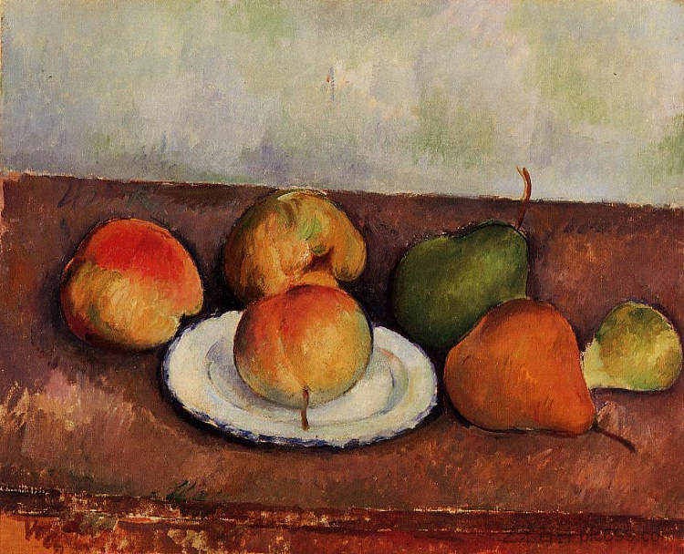 静物盘和水果 Still Life Plate and Fruit (c.1887),保罗·塞尚