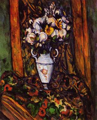 静物，花瓶 Still Life, Vase with Flowers (1903)，保罗·塞尚