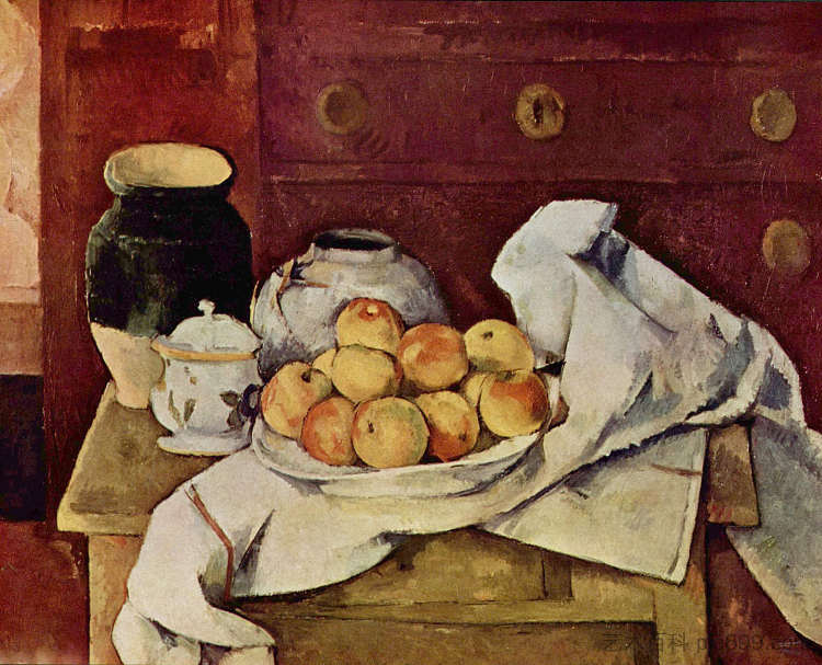 静物与抽屉柜 Still Life with a Chest of Drawers (c.1887),保罗·塞尚