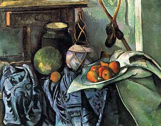 静物与姜罐和茄子 Still Life with a Ginger Jar and Eggplants (1894)，保罗·塞尚