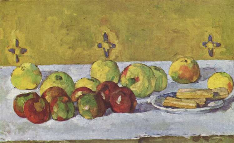 苹果和饼干静物 Still life with apples and biscuits (1877)，保罗·塞尚