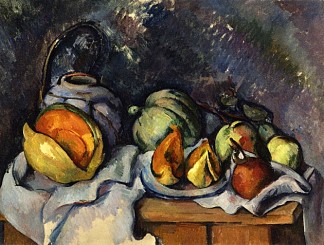 静物与水果和姜罐 Still Life with Fruit and a Ginger Pot (c.1895)，保罗·塞尚