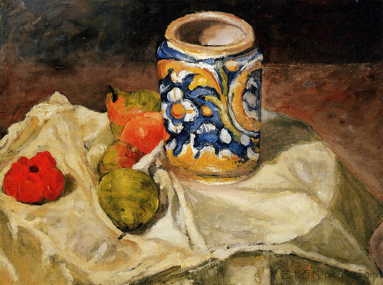 静物与意大利陶罐 Still life with Italian earthenware jar (c.1874)，保罗·塞尚