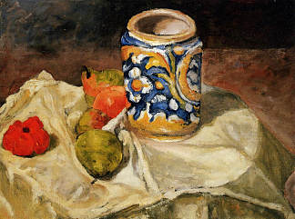 静物与意大利陶罐 Still life with Italian earthenware jar (c.1874)，保罗·塞尚