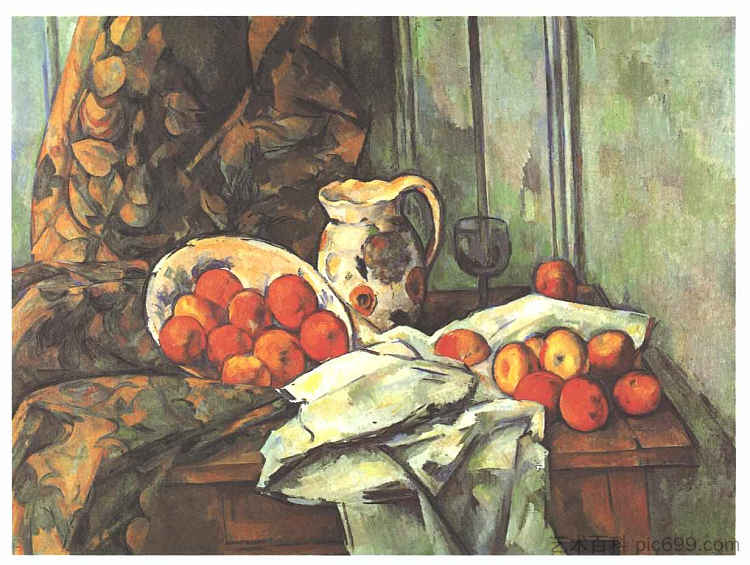 静物与水壶 Still life with jug (c.1892 - 1893)，保罗·塞尚