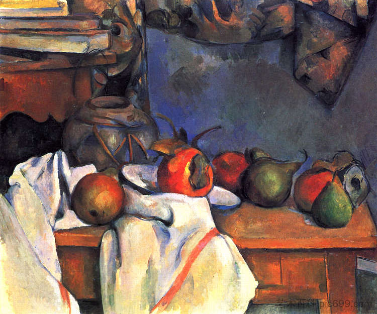 石榴和梨静物 Still Life with Pomegranate and Pears (1893)，保罗·塞尚