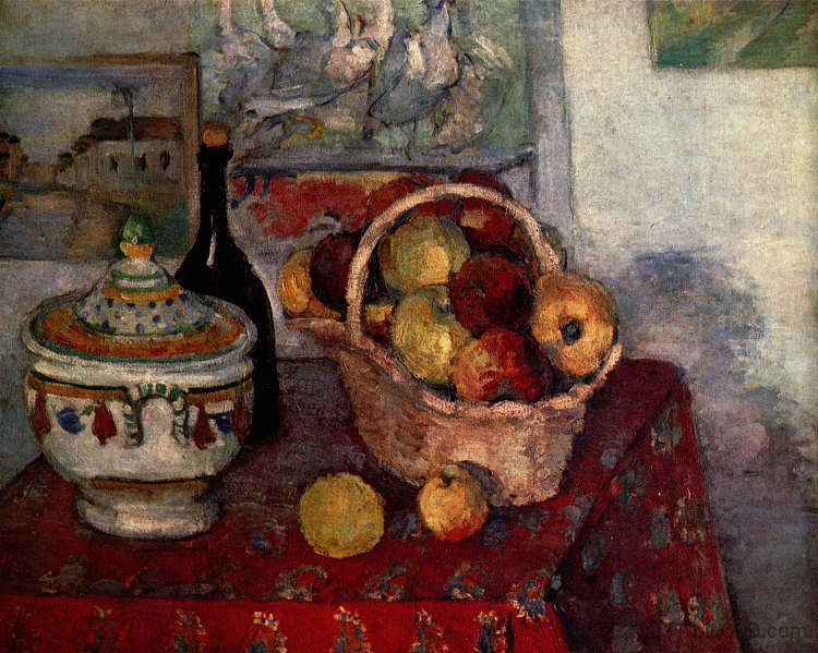 静物汤图伦 Still Life with Soup Tureen (1884)，保罗·塞尚