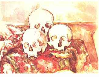 三个头骨的静物 Still life with three skulls (c.1903)，保罗·塞尚