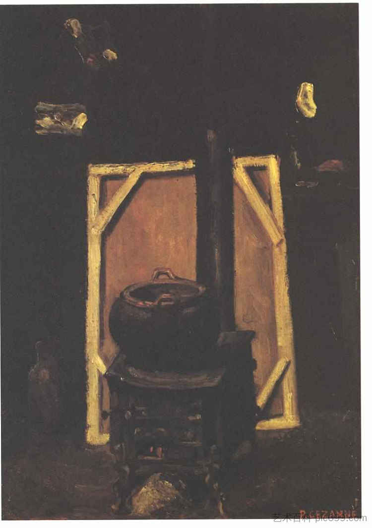 工作室里的炉子 Stove in the atelier (1865)，保罗·塞尚