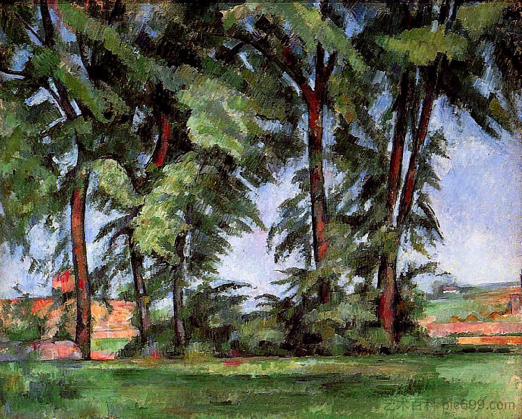 贾斯德布凡的高大树木 Tall Trees at the Jas de Bouffan (1887),保罗·塞尚