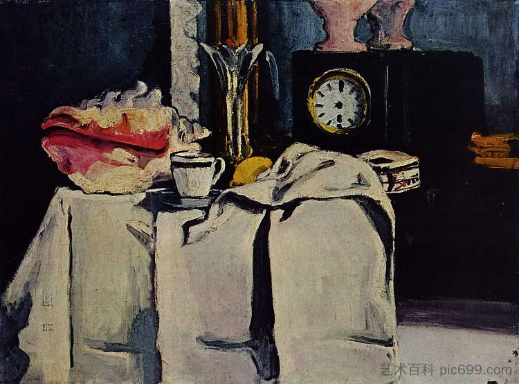 黑色大理石钟 The Black Marble Clock (c.1870),保罗·塞尚