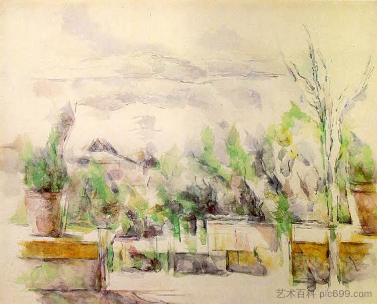 莱斯劳维斯花园露台 The Garden Terrace at Les Lauves (1906),保罗·塞尚