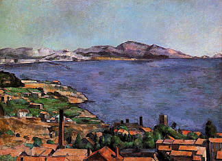 从埃斯塔克看马赛湾 The Gulf of Marseille Seen from L’Estaque (c.1885)，保罗·塞尚