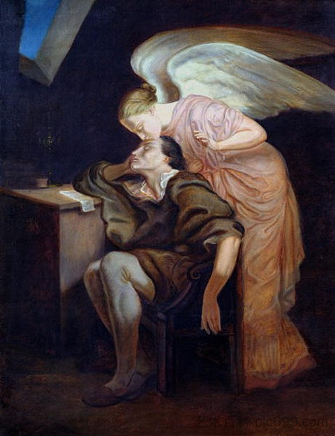 缪斯之吻 The Kiss of the Muse (c.1860),保罗·塞尚