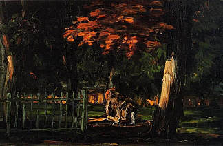 Jas de Bouffan的狮子和盆地 The Lion and the Basin at Jas de Bouffan (1866)，保罗·塞尚