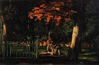 Jas de Bouffan的狮子和盆地 The Lion and the Basin at Jas de Bouffan (1866)，保罗·塞尚