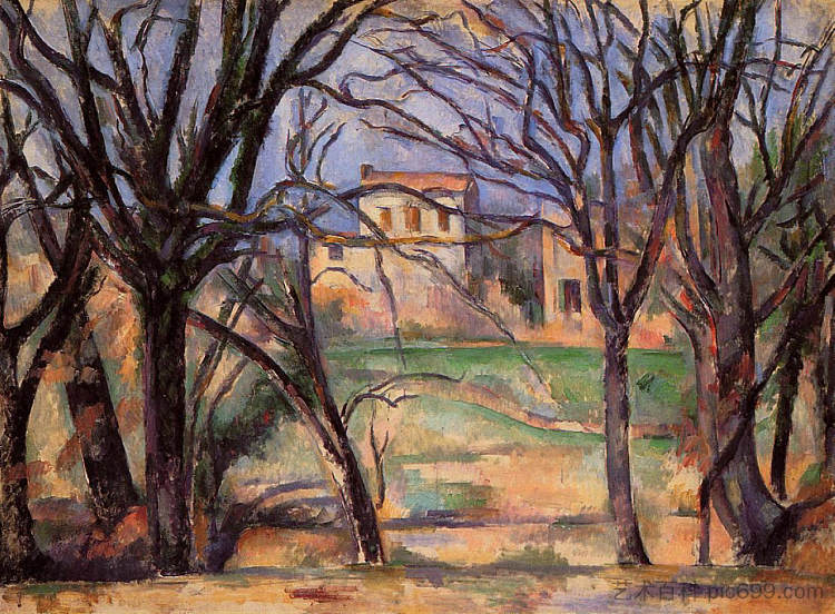 树木和房屋 Trees and houses (1886),保罗·塞尚
