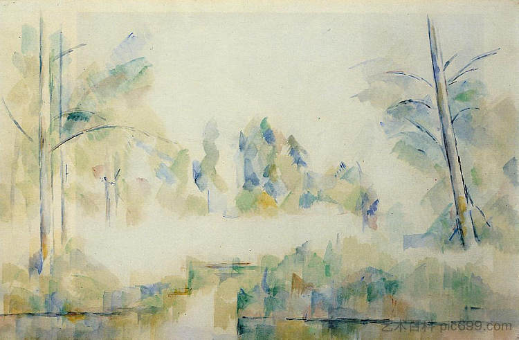 水边的树木 Trees by the Water (1900),保罗·塞尚