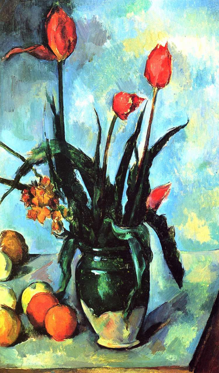 花瓶里的郁金香 Tulips in a Vase (1892)，保罗·塞尚