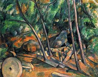 森林与磨石 Woods with Millstone (1894)，保罗·塞尚