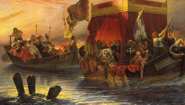 罗纳河上的红衣主教黎塞留国家驳船 The State Barge of Cardinal Richelieu on the Rhone (1829)，保罗·德拉罗什