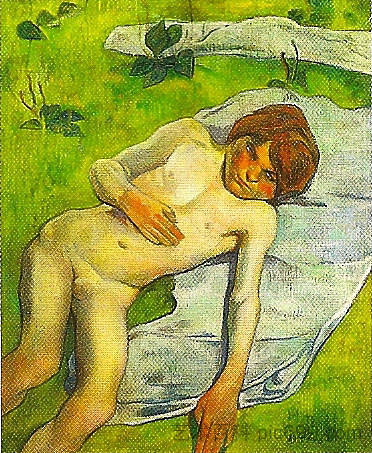 一个布列塔尼男孩 A breton boy (1889; France ),保罗·高更