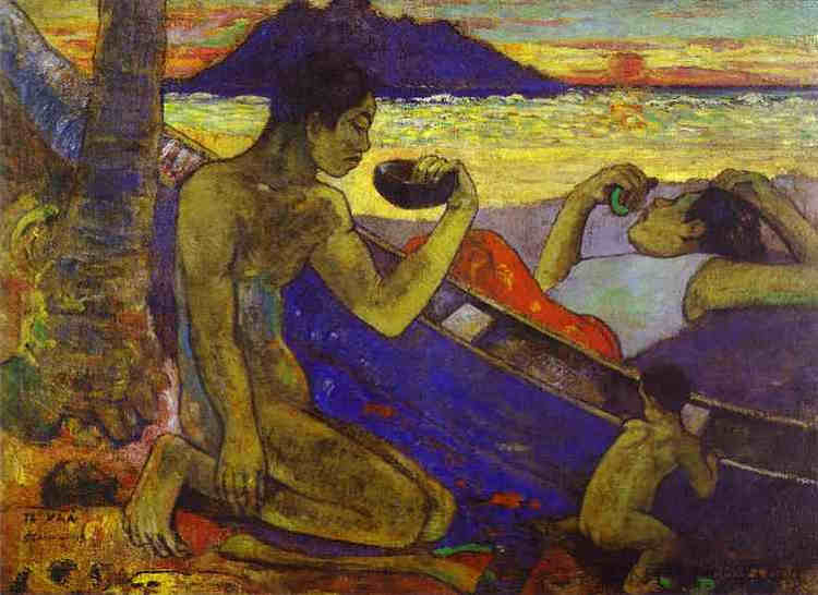 独木舟(大溪地家庭), A Canoe (Tahitian Family), (1896; French Polynesia ),保罗·高更