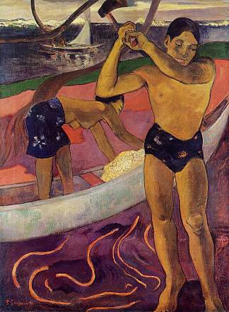 拿着斧头的人 A man with axe (1891; French Polynesia                     )，保罗·高更