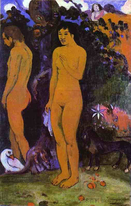 亚当和夏娃 Adam and Eve (1902; French Polynesia  )，保罗·高更