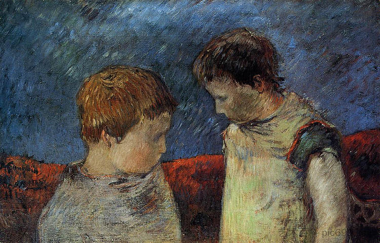 艾琳·高更和她的一个兄弟 Aline Gauguin and one of her brothers (c.1883; Paris,France  )，保罗·高更