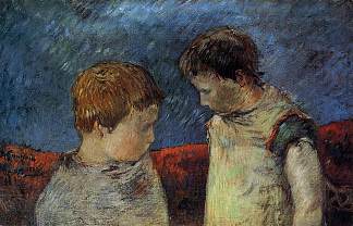 艾琳·高更和她的一个兄弟 Aline Gauguin and one of her brothers (c.1883; Paris,France                     )，保罗·高更