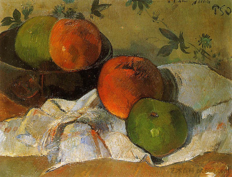 碗里的苹果 Apples in bowl (1888; Arles-sur-tech,France ),保罗·高更
