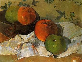 碗里的苹果 Apples in bowl (1888; Arles-sur-tech,France                     )，保罗·高更