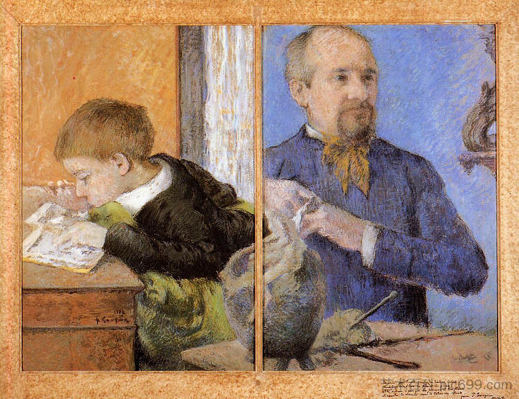 雕塑家奥布和他的儿子 Aube the Sculptor and His Son (1882; Paris,France  )，保罗·高更