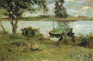 瓦兹河岸 Banks of the Oise (1881; Paris,France                     )，保罗·高更