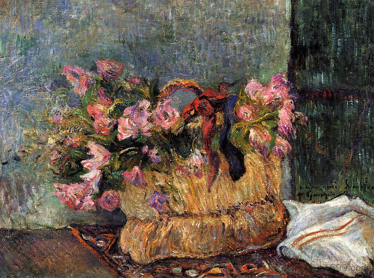 花篮 Basket of flowers (1884; Amagerbro / Copenhagen / Amagerbro,Denmark ),保罗·高更