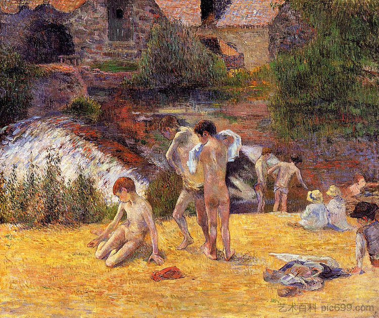 沐浴场所 Bathing Place (1886; Pont-aven,France ),保罗·高更