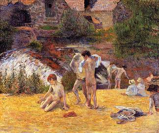 沐浴场所 Bathing Place (1886; Pont-aven,France                     )，保罗·高更