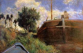 蓝色驳船 Blue Barge (1882; France                     )，保罗·高更