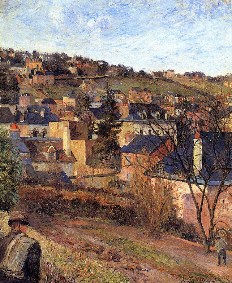 鲁昂的蓝色屋顶 Blue roofs of Rouen (1884; France  )，保罗·高更