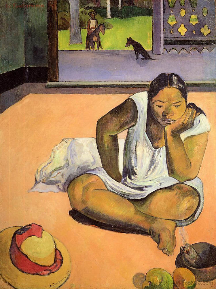 沉思的女人 Brooding Woman (1891; French Polynesia  )，保罗·高更