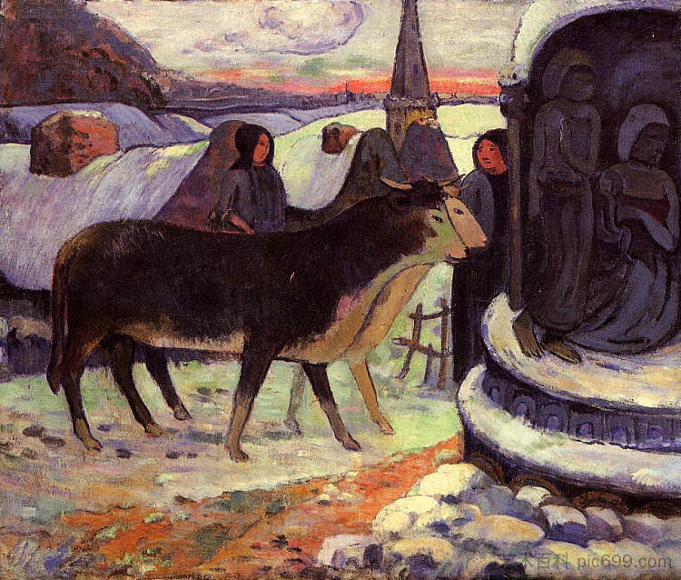 圣诞之夜 Christmas night (1894; Pont-aven,France  )，保罗·高更