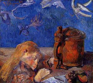 克洛维斯·高更睡着了 Clovis Gauguin asleep (1884; Amagerbro / Copenhagen / Amagerbro,Denmark                     )，保罗·高更